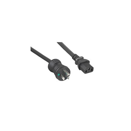 Cable Wholesale Hospital Grade, Green Dot, Power Cord, Nema 5-15 to C13, 14 AWG, SJT, 15 Amp / 125 Volt,  10W2-51515BK
